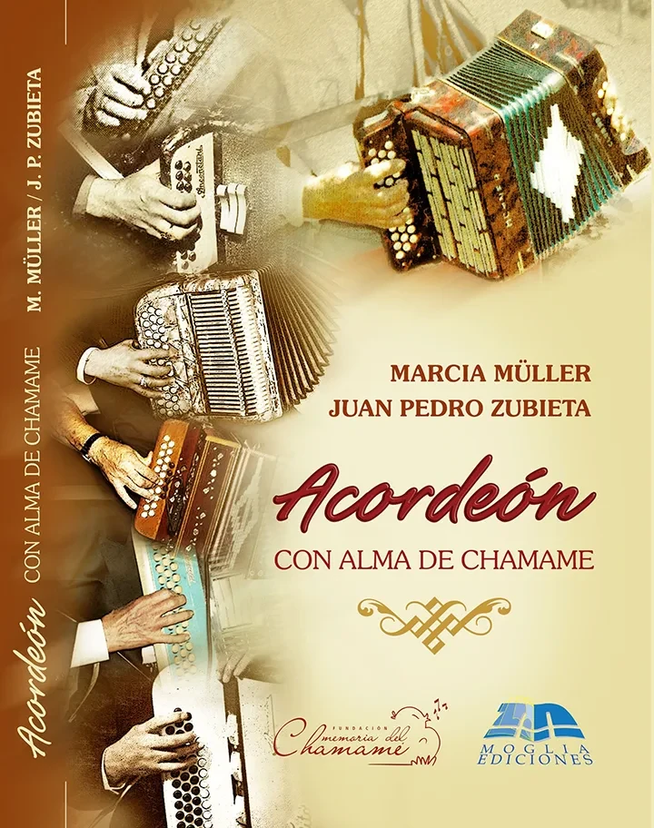 Tapa del libro «Acordeón con alma de Chamamé», de Marcia Müller y Juan Pedro Zubieta